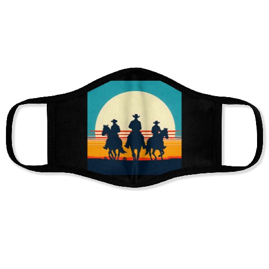 Wild West Sunset Cowboy Face Masks