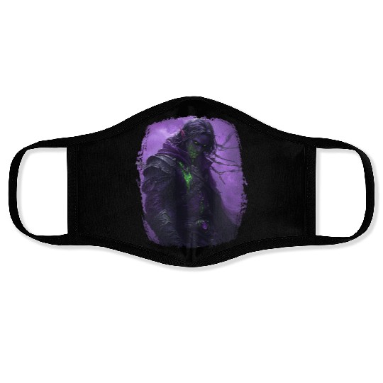 Dark Elf with Poison Magic and Purple Shadow Power Face Masks