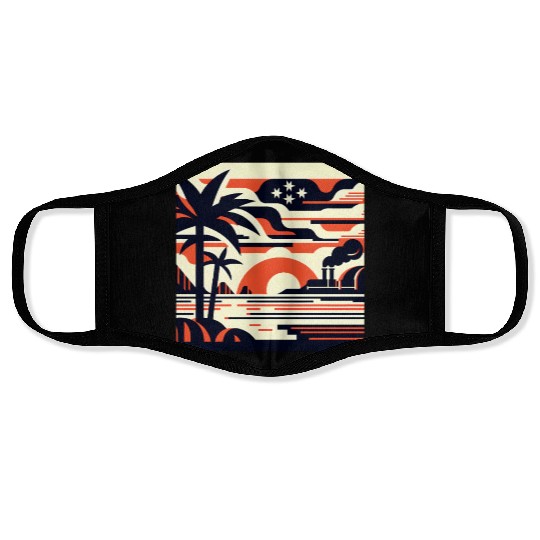 Twilight Palm & Factory Scene Face Masks