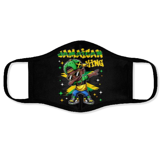 Jamaican King dabbing Jamaica Flag Pride for Kids Face Masks