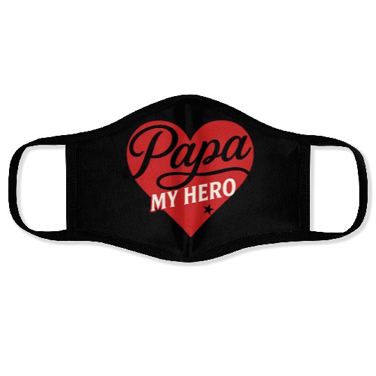 Papa My Hero - Father's Day gift - Heart Design Face Masks