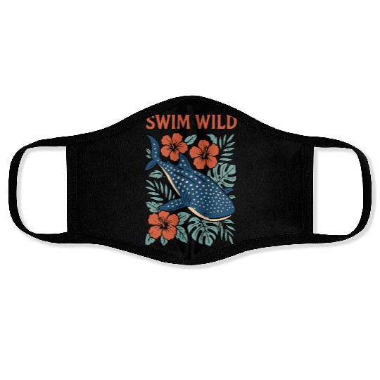 Swim Wild | Tropical Whale Shark Design Face Masks