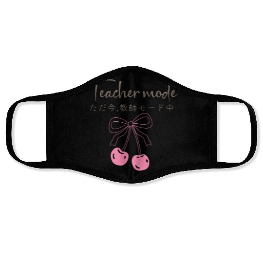 Teacher Mode Coquette Cherry Face Masks