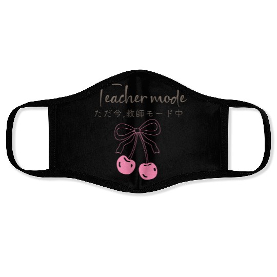 Teacher Mode Coquette Cherry Face Masks