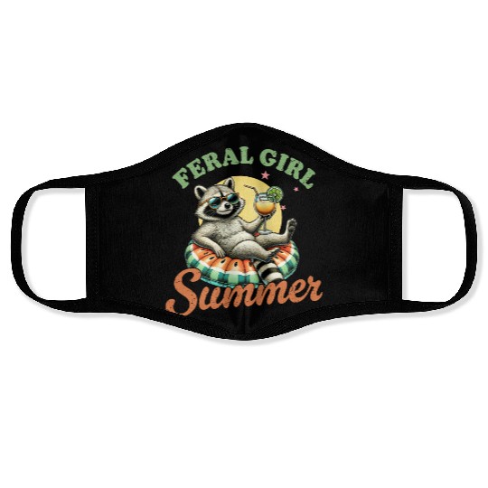 Raccoon Feral Girl Summer Face Masks