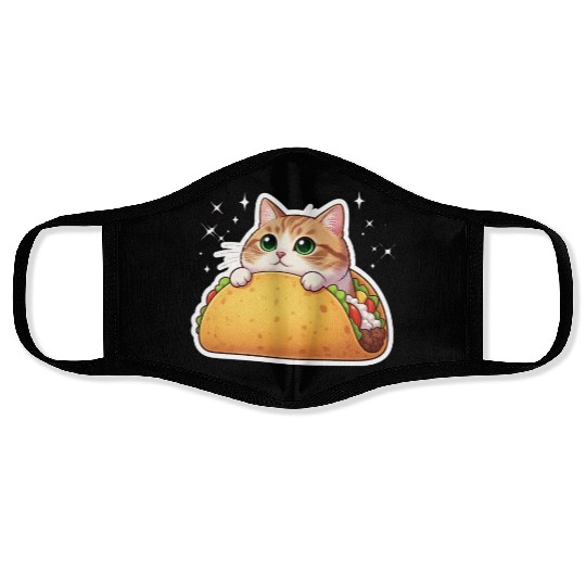 Taco Cat | Cute Kitty in a Taco | Purrfectly Tasty Face Masks