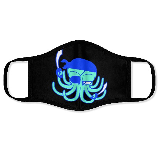 Octopus pirate crew captain sailor buccaneer sail Face Masks