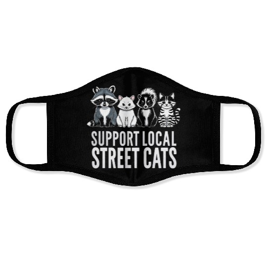 Support Local Street Cats Opossum Raccoon Face Masks