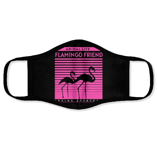 Flamingo Friend – Retro Animal Life Design Face Masks