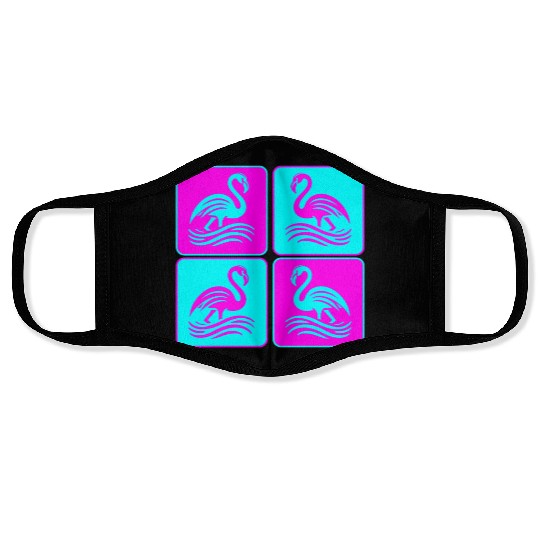 Flamingo Waves Pop Art Face Masks