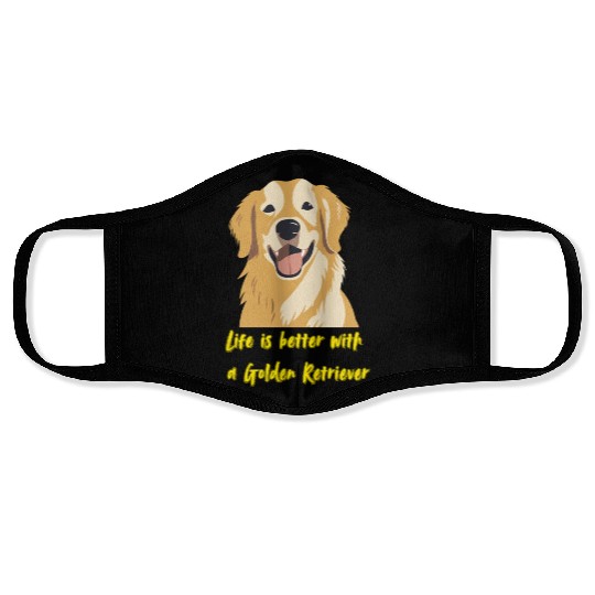 Life Is Better With a Golden Retriever – Dog Lover Face Masks