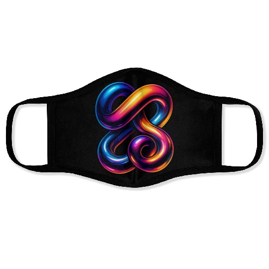 Neon Chrome Fusion – 3D Gradient Tangle Streetwear Face Masks