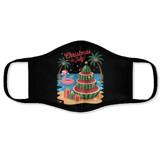 Christmas In July Watermelon Xmas Tree Santa Face Masks