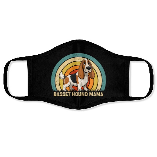 Basset Hound Mama Dog Design Face Masks