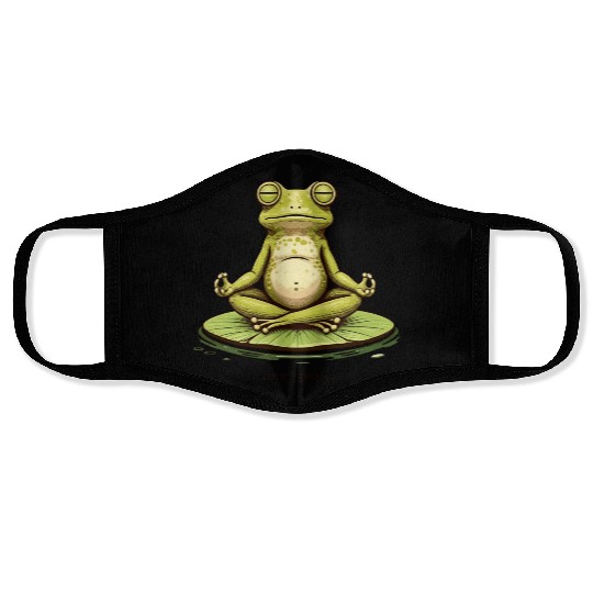 Funny Zen Frog Meditating on Lily Pad – Yoga Face Masks