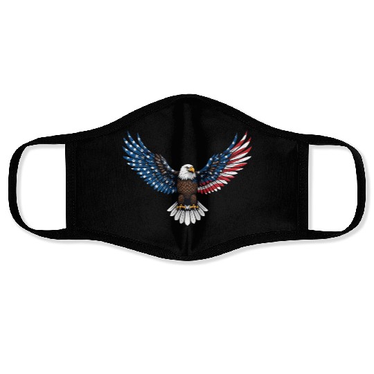 us flag colored eagle Face Masks