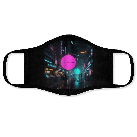 Neon Dreams: Cyberpunk City Nights Face Masks
