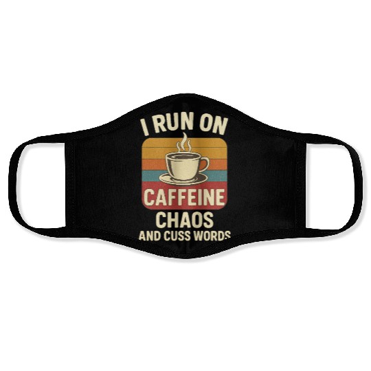 Caffeine Chaos Retro Design Face Masks