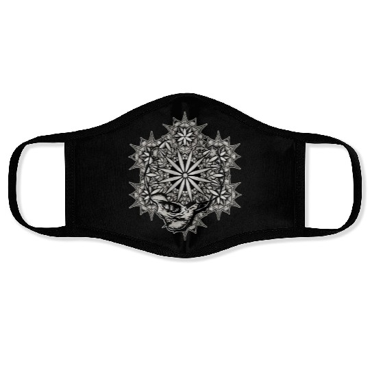 Life and Death Sacred Geometry Skull Flower Face Masks