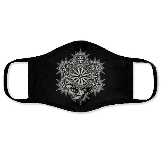 Life and Death Sacred Geometry Skull Flower Face Masks