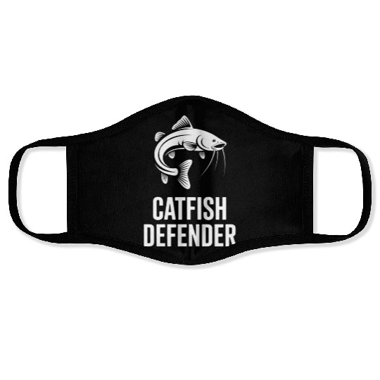 Catfish Defender design for anglers and fish lover Face Masks