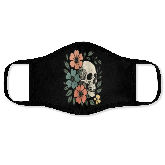 Floral Skull Bloom Face Masks
