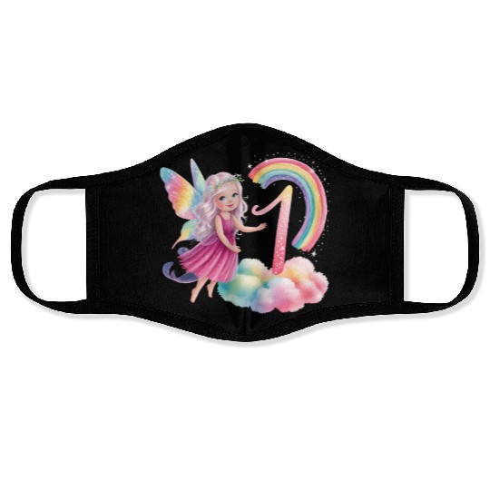 Magical Rainbow Fairy Elf 1st Birthday Girl Face Masks