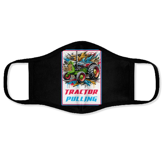 Tractor Pulling Power Face Masks