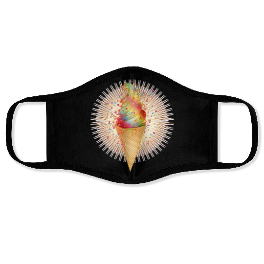 Artfully decorated ice cream in a waffle cone Face Masks