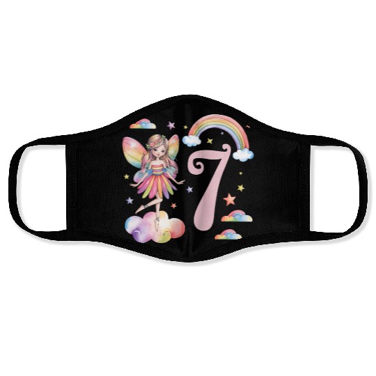 Magical Rainbow Fairy Elf 7th Birthday Girl Face Masks