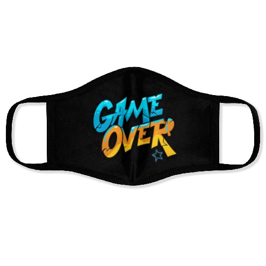 Blue and Yellow Graffiti Game Over Face Masks 2025