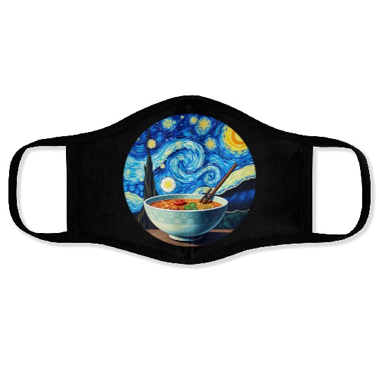Van Gogh's Starry Night ramen noodle Bowl japanese Face Masks