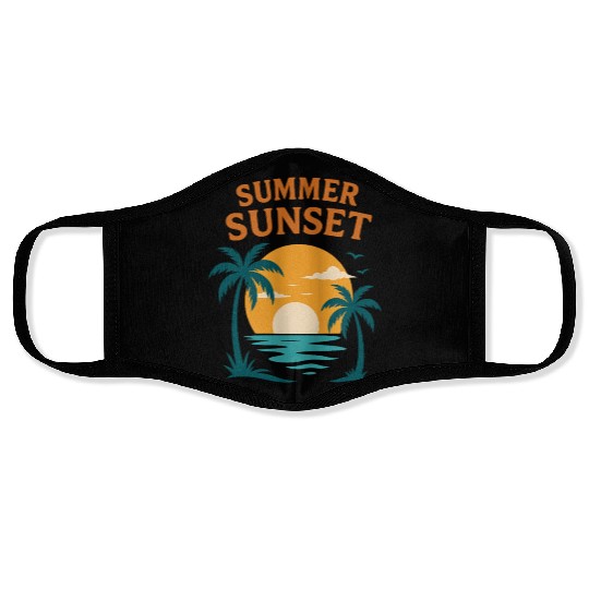 Summer Sunset with Palms and Ocean Face Masks