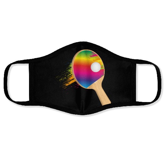Colorful table tennis bat with ball – sporty Face Masks