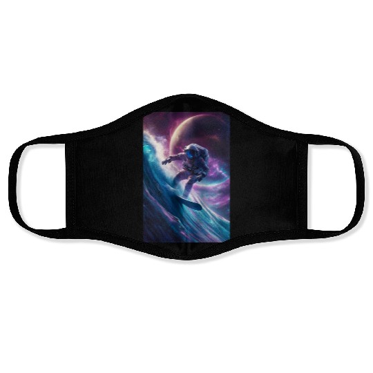 Galactic Surfing Astronaut Face Masks