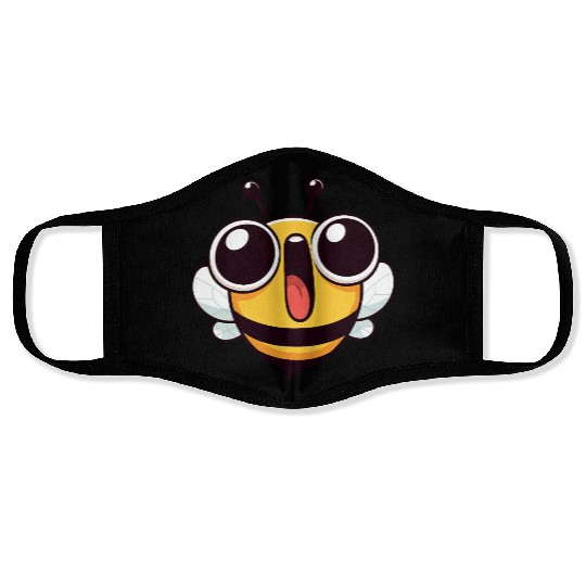 Euphoric bee meme cartoon face joy insect Face Masks