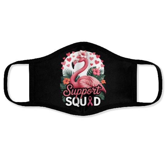Pink Flamingo Support Squad Design Face Masks