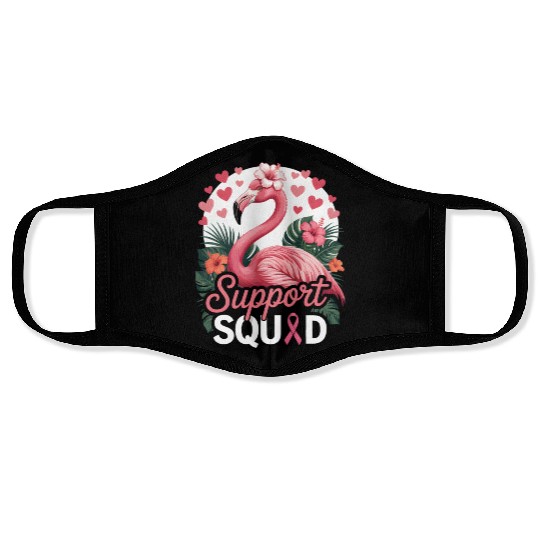 Pink Flamingo Support Squad Design Face Masks