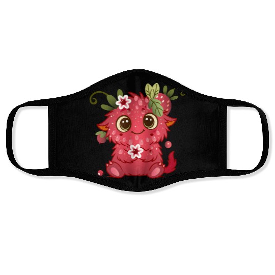 Cute Monster in Raspberry Design Face Masks