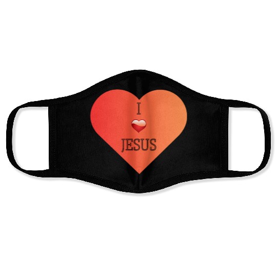 I Love Jesus Heart Design Face Masks