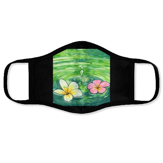 Serene Water Lilies Watercolor Design Face Masks