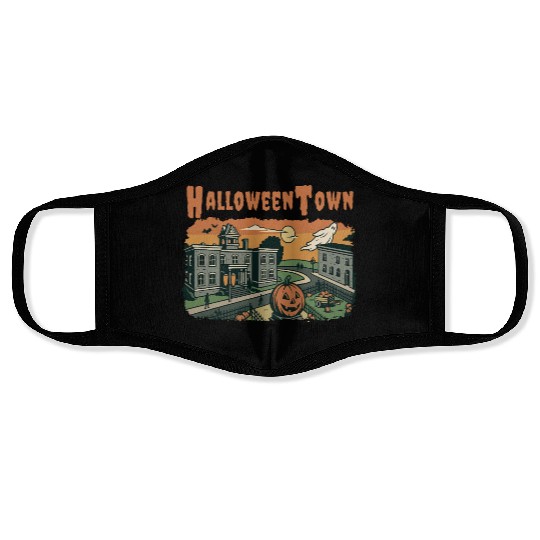 Halloweentown Spooky Sunset Scene – Vintage Hallow Face Masks