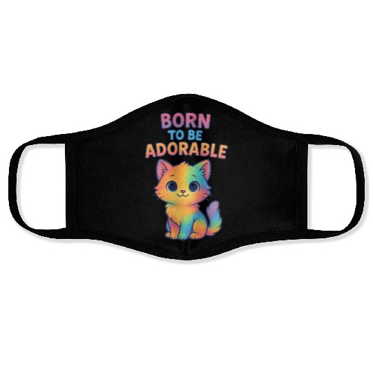 Colorful Adorable Kitten with Affirmation Face Masks