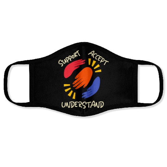 Support Accept Understand Autism Advocacy Face Masks