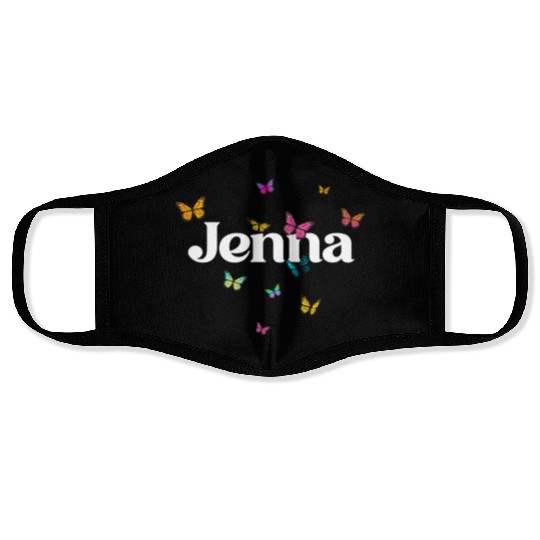 JENNA - beautiful girl name with cute butterflies Face Masks