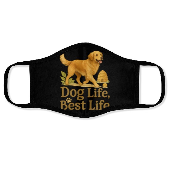 Dog Life Best Life – Golden Retriever Art Face Masks