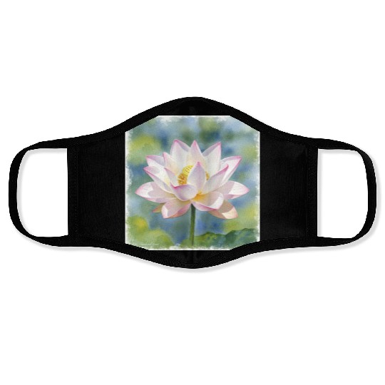 Serene Water Lily Floral Print Face Masks