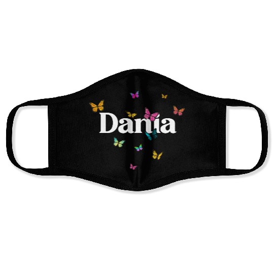 DANIA - beautiful girl name with cute butterflies Face Masks