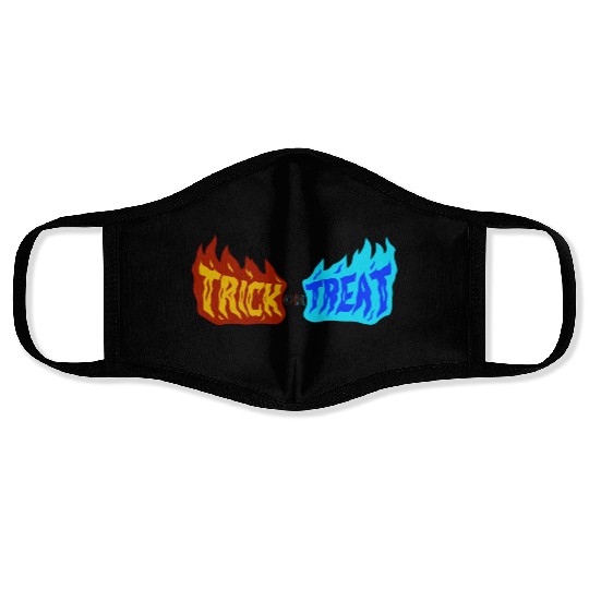 “Trick or Treat Fire & Ice Typography” Face Masks