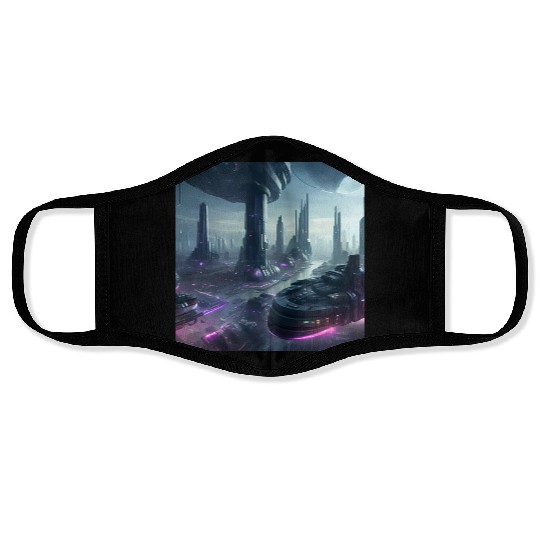 Ethereal Alien Planet Landscape Face Masks